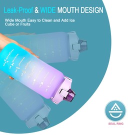 MIKOWEN 2Litre Water Bottle BPA Free Material,2L Sports Bottle with Straw Leakproof Drink Jug, Time Marking & Lock Cover Gym Water Bottle For Women Men (Purple)