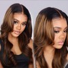KLAIYI Ombre Brown Body Wave Lace Front Wigs Human Hair Highlight Balayage 13x4x1 T Part Ear to Ear Lace Wig Pre Plucked with Baby Hair Easy to Wear and Go Wigs for Black Women Natural Hairline 24Inch