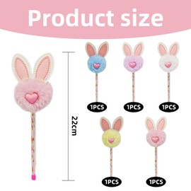 5 Pieces Plush Rabbit Ear Gel Pens, Creative Gel Pens, Girls Stationery, Cute Cartoon Stationery School Supplies