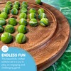 Solitaire Wooden Board Game with Green Goblin Glass Marbles 22cm
