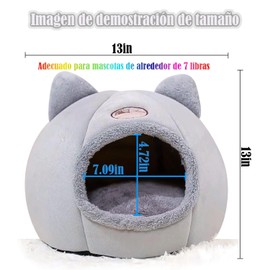 ZHEYU Cama portátil para Gatos, Cama 2 en 1 con calefacción automática para Gatitos/Perritos de Terciopelo, casa para Gatos con cojín Desmontable.(Medium,33 * 33 * 33cm)