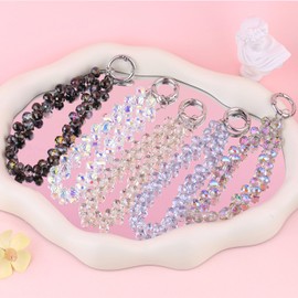 TINKRSTUFF Cool Detachable Phone Charms Black AB Colors Bedazzling Glass Beaded Anti-Theft Chain String Aesthetic Y2K Cellphone Wrist Strap for Bag Keychain Airpods Camera Pendants Decor