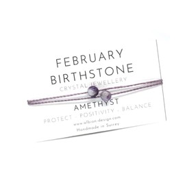 Birthstone Crystal Bracelet - Birthday Crystal Bracelet - Natural Gemstone Birthstone Bracelet (February - Amethyst)