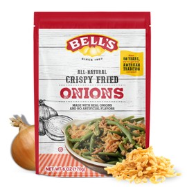 Bell's Fresh Fried Onions – 6 oz Bag – Crispy & Flavorful Topping for Green Bean Casserole, Burgers, Salads & More – Classic New England Style – Resealable Bag