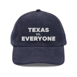 Texas vs Everyone Hat (Embroidered Vintage Corduroy Cap) Navy