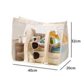 siawadeky Pool Bag, Plastic Bag, Transparent Button, Large Capacity, Waterproof, Handbag, Clear Bag, Shoulder Bag, PVC, Cosmetics, Spa Bag, For Work, Travel, Change of Clothes, Lightweight, For Hot
