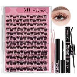 Mayhug Wimpern Extensions Set 3D Volume Wimpernverlängerung 144Pcs Künstliche Wimpern Set 10-18mm D Curl Wimpernbüschel Set mit Wimpernkleber und Wimpern Applikator(Triumph Set)