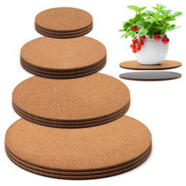 12 Pieces 4 Sizes Cork Plant Coasters, 4/6/8/10 Inch Cork Plant Mats, DIY Craft Cork Coasters for Plants Indoor Outdoor, Cork Pads for Gardening Drinks Pot