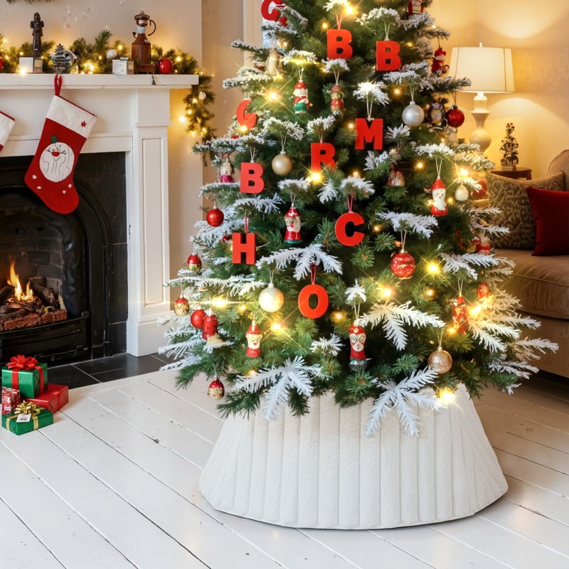 Lanpn 30 Inch Christmas Tree Collar, Plush Tree Collar Tree