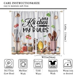 JanJCurt Rustic Kitchen Curtains, Vintage Farmhouse Country Fresh Vegetables Mushroom Herbs Spices Chili Pepper Funny Quotes Rod Pocket Window Curtains for Bedroom Living Room 42x45 Inch