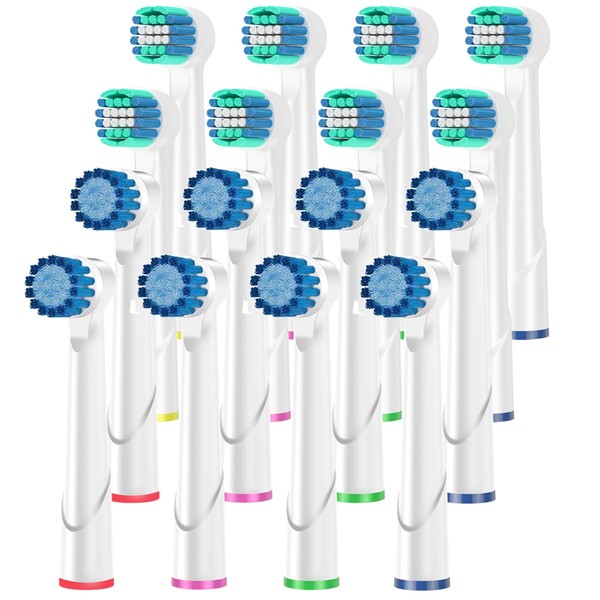 KHBD Replacement Heads Compatible with Oral B Braun Toothbrushes Electric- 16 Pack Professional Precision & Sensitive Brush Heads Refill for Oral B 7000/Pro 1000/9600/ 5000/3000/8000