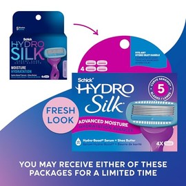 Schick Hydro Silk Moisturizing Razor Blade Refills for Women with Shower Hanger, 4 Count