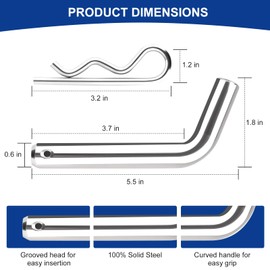 HAOIOKSC Premium Hitch Pin & Clip with Grooved Head, Extremely Durable Trailer Hitch Pin, 5/8" Diameter, Fits 2 or 2-1/2-Inch Receiver