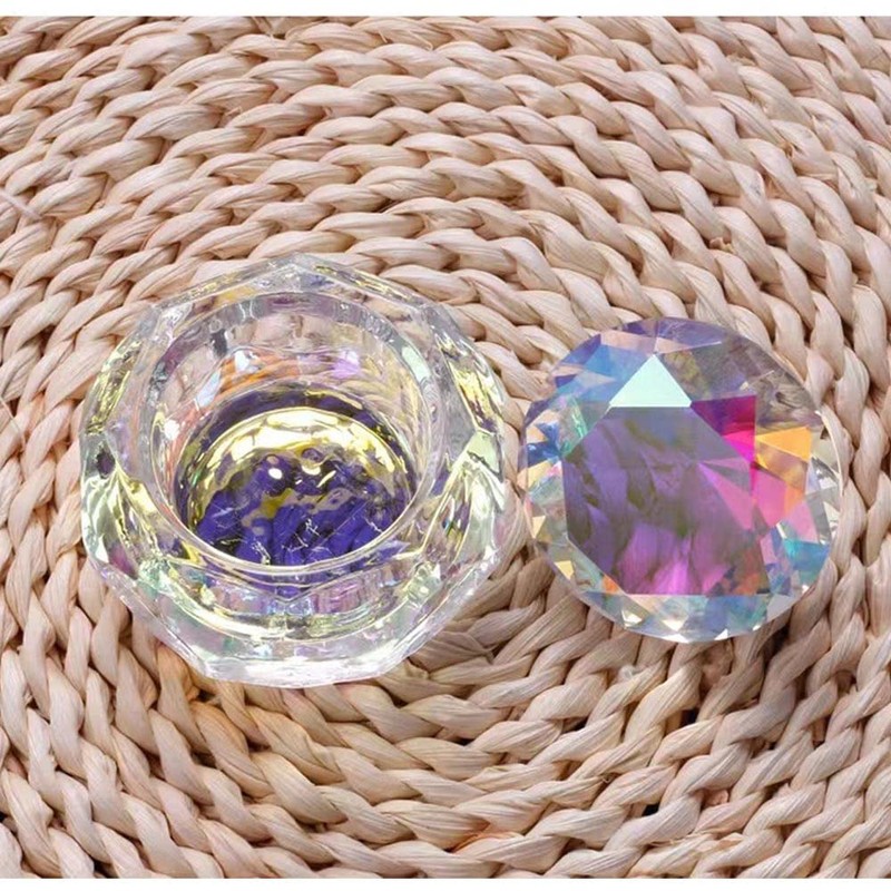 Nail Dappen Dish with Lid, ForSewian Crystal Glass Nail Monomer