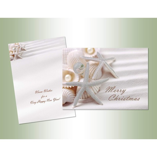 Performing Arts 14 Glitter Embellished Cards with Full Color Inside Shells and Pearls 14 envelopes 7.75x5.5 inches, 1 Pack, 66169-14