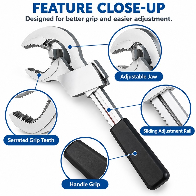 Adjustable Sink Wrench for Plumbing Repair – Multipurpose Hand Spanner