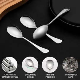 Teaspoons Set of 6 Stainless Steel Spoons 14cm Cutlery Spoons Set for Tea, Coffee, Use for Home, Kitchen, Restaurant, Dishwasher Safe with Recyclable Box