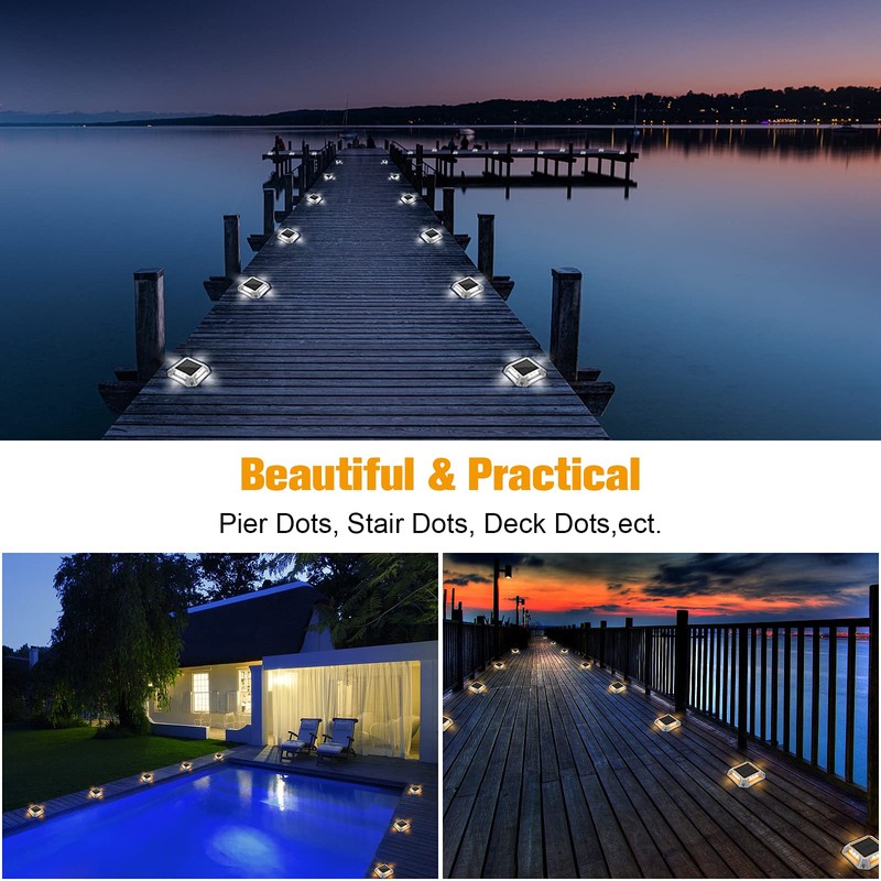 VOLISUN Solar Driveway Lights Dock Deck Light 8-Pack,2 Colors in