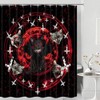 JAWO Funny Cat Shower Curtain, Black Cat Pentagram Death Black