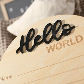 Ylsteed Baby Announcement Signs Hello World Newborn Welcome Sign Newborn Photography Props Newborn Baby Birth Announcement Sign Baby Shower Pregnancy Gifts Nursery Decor Sign 6 * 6 in -Black