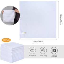 Sinland Microfiber Cleaning Cloths Dish Cloth Absorbent Kitchen Lintless Cleaning Cloth Dish Rags Lens Cloths 12 Inch X 12 Inch White 12Pack