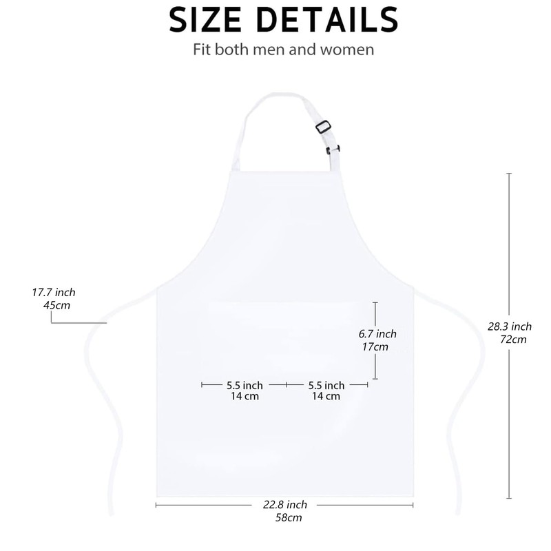 chenqi Kitchen Apron Adjustable Bib Apron with 2 Pockets, Unisex