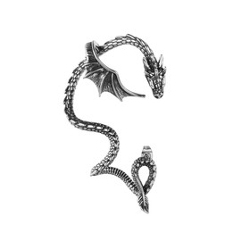 AccGin Gothic Dragon Ear Cuff 1pcs Retro Silver Punk Hip Hop Stainless Steel Snake Dragon Cuff Earring Cartilage Climber Ear Wrap Ear Earrings Stud Wrap Snake Dragon Earrings for Women or Men
