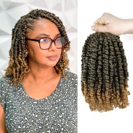 8 Packs Pre-Twisted Passion Twist Hair, 8 Inch Short Passion Twist Crochet Hair for Black Women 8 Packs Ombre Honey Blonde Pre-Looped Passion Twists Braiding Hair Extensions