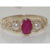 LetsBuyGold 925 Sterling Silver Real Genuine Ruby and Cultured Pearl