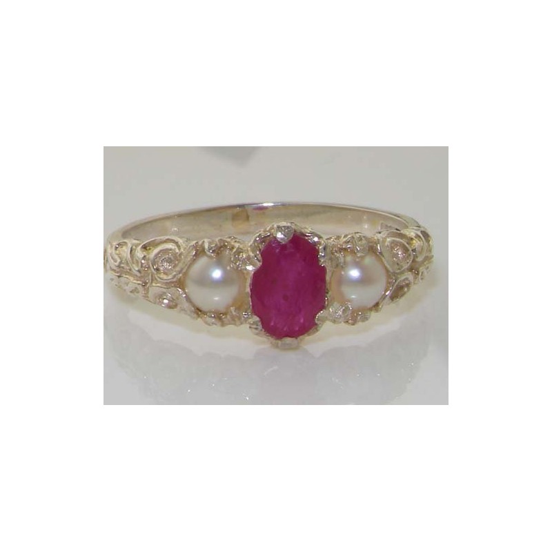 LetsBuyGold 925 Sterling Silver Real Genuine Ruby and Cultured Pearl