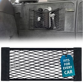 MyGadget 1 x Boot Mesh Bag Velcro [25 x 60 cm] - Universal Organiser in the Car - Interior Luggage Net for Car Accessories such as Reflective Vests and Fire Extinguishers