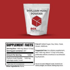 BoxNutra Psyllium Husk Powder - Bulk-Forming Laxative - Promotes Regular Bowel Movements - Improves Digestion, 500g