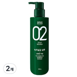 아모스프로페셔널 녹차실감 샴푸 지성 산뜻한 타입, 500g, 2개 Amos Professional Green Tea Real Feel Shampoo Oily Refreshing Type, 500g, 2 Packs