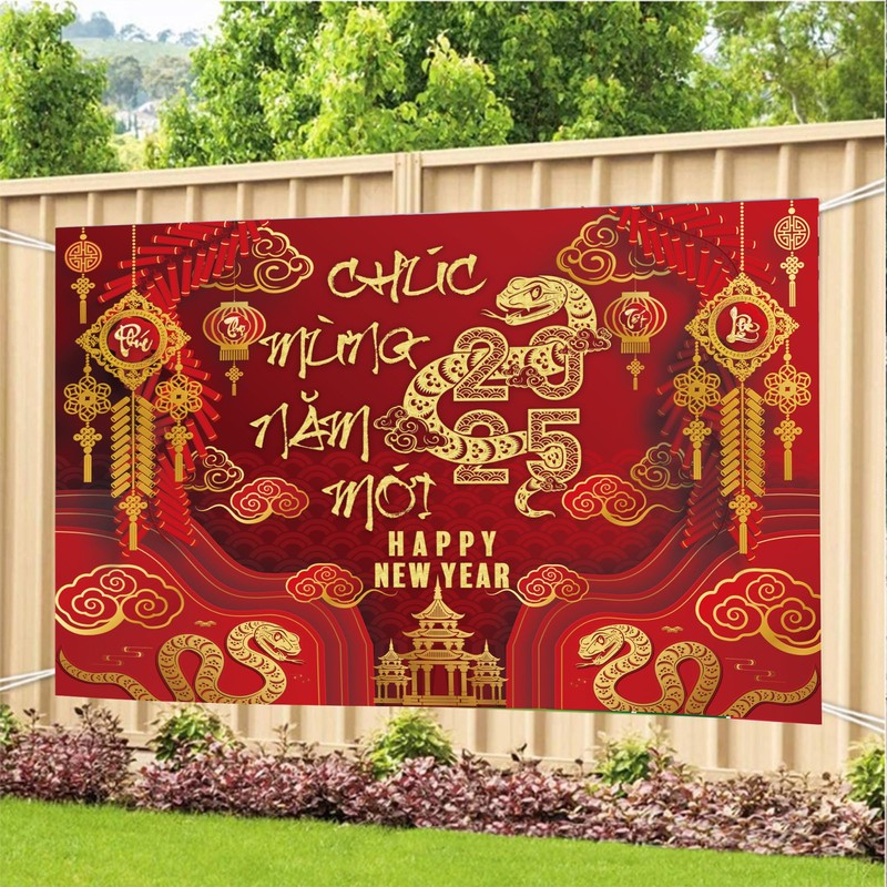 IRCOR TET Decorations 2025 Vietnamese New Year Backdrop with 12