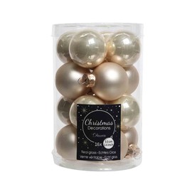Mini-Glaskugeln, glanz/matt, 35 mm, 16 Kugeln/Dose, Farbe: champagner