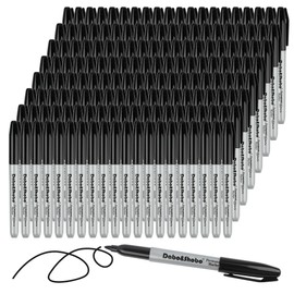 Dabo&Shobo Permanent Markers, 160 Pack Black Permanent Markers Bulk, Fine Tip, Quick Drying, Waterproof Markers, Work On Wood, Metal, Plastic, Stone, Glass For Office School Home
