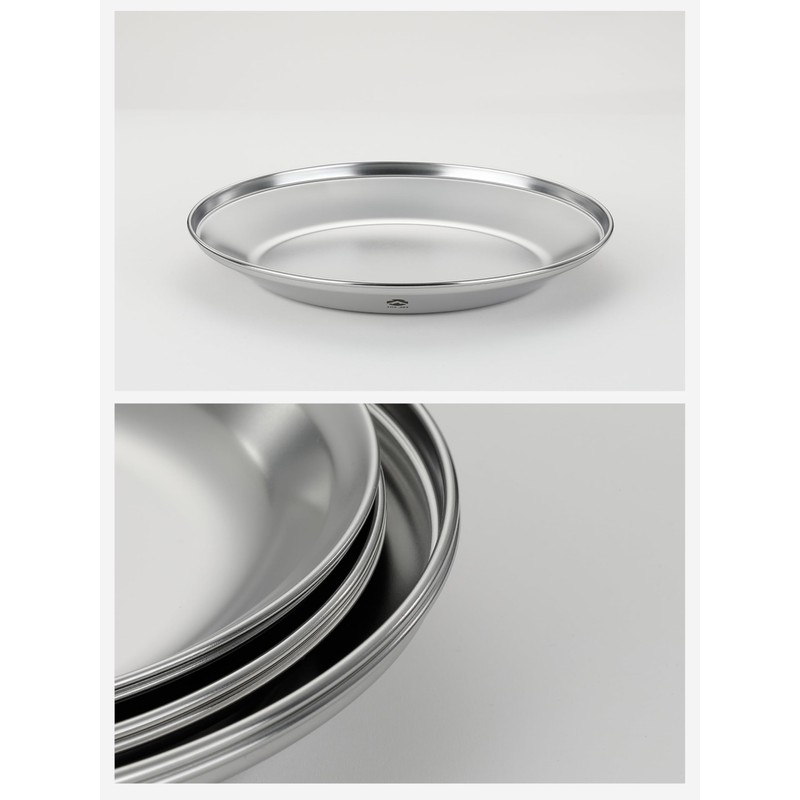 Camping Moon S397-21 Tableware, Camping Plate, Stainless Steel, φ8.3 inches
