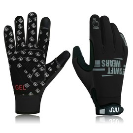 SWIFT WEAR Cycling Gloves Outdoor Windproof Touchscreen Anti-slip Shock-absorbing Pad Bicycle Biking Gloves for Men & Women Hiking, Running MTB, Riding Thermal Warm Winter Gloves (Black, XL)