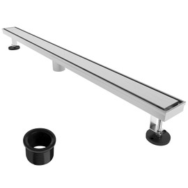 YEFU 2 in 1 Linear Shower Drain 48-Inch, New Type Linear Drains, 304 Stainless Steel Shower Floor Drain with Tile Insert Grate, Adjustable Leveling Feet, Hair Strainer