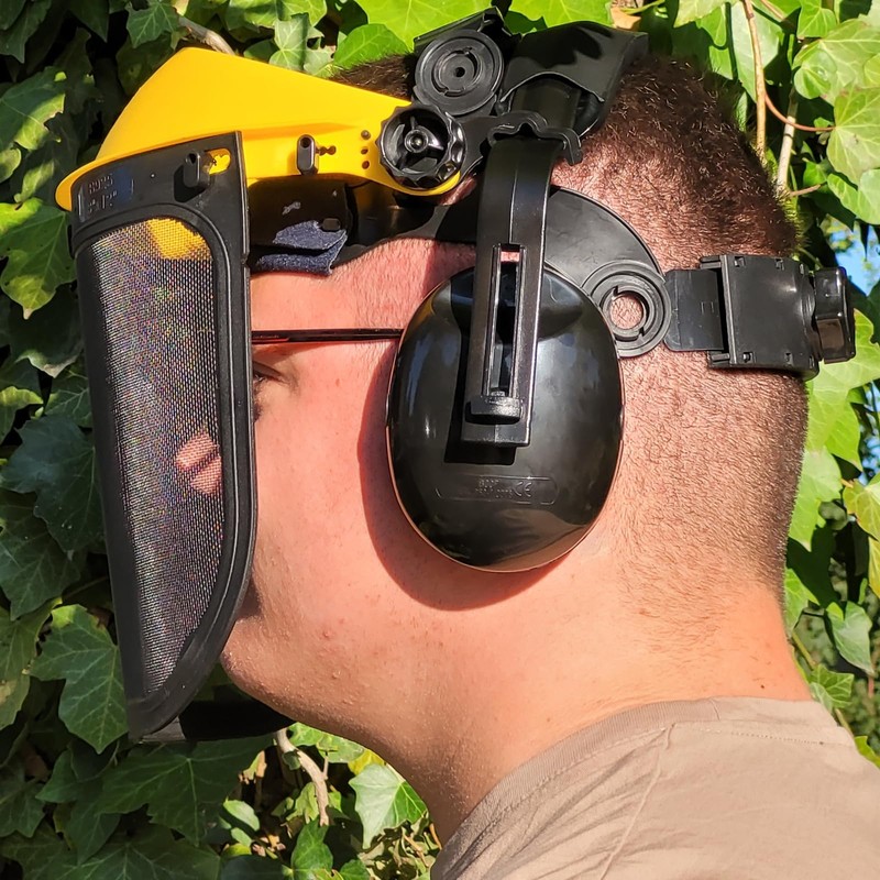 TRUTZHOLM Face protection with ear protection, mesh visor, eye protection