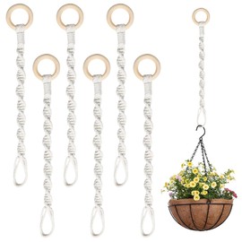6 Pack Macrame Plant Hanger Indoor Hanging Planter Extenders Connectable Rope, Handmade Woven Hanging Basket Extension for Boho Home Decor