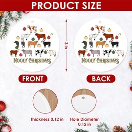 HENKNJAR Cow Animal Lover Christmas Ornaments 2024, Birthday Gifts for Mom, Dad, Family, Farmhouse Cow Decor, Cow Gift Ideas - Christmas Tree Decoration Ceramic Ornaments