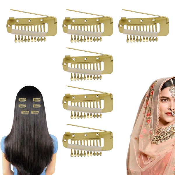 Pack of 6 Chunni Clips with Needles Wigs Clips Accessories