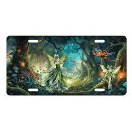 Twisted R Design Fairies in Forest Aluminum Front License Plate Car Accessory Vanity Plate