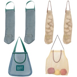 6 Pack Onion Storage, Potato Storage, Net Bags for Vegetables, Reusable Mesh Bags for Kitchen and Garden Organising, Ideal for Potato and Vegetable