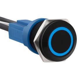 Ordentlich LED Momentary Aluminum Push Button Switch 12-24V DC 20A 1NO On Off for 0.63" Mounting Hole with Wire Socket (1, Blue, 16mm)