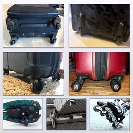 Suitcase Casters 4-Piece Set Replacement Kit Diameter 46mm Black Rubber Silent Tires Compatible with 3 Types of Axles (30/35/60mm) Width 17mm DIY Repair Double Wheel Installation Ø6mm/Ø8mm Axle