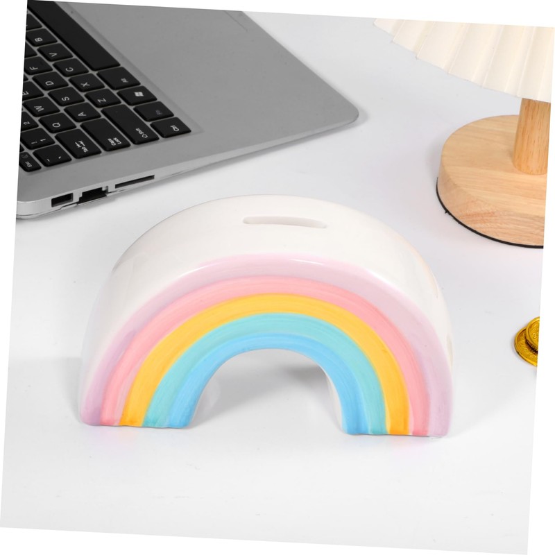Kisangel Creative Rainbow Design Money Box Cute Ceramic Coin Bank