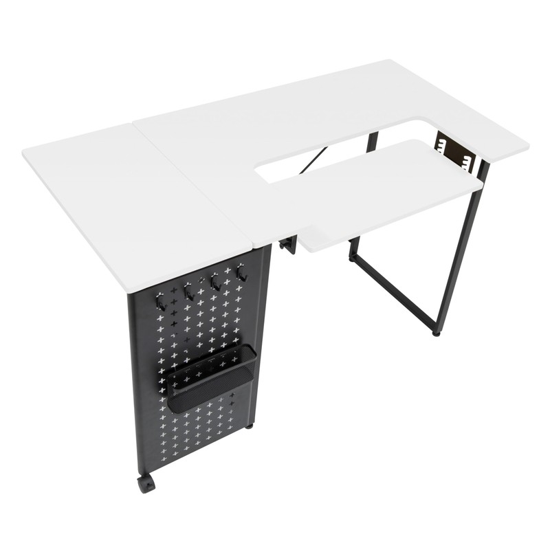 Pivot Sewing Table with Swingout Storage Panel