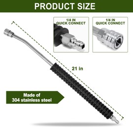 Pressure Washer Extension Wand with 20°, 1/4” Quick Connect Plug, 304 Stainless Power Washer Wand Extension, Short Pressure Washer Wand Replacement, Pressure Washer Accessories & Attachments